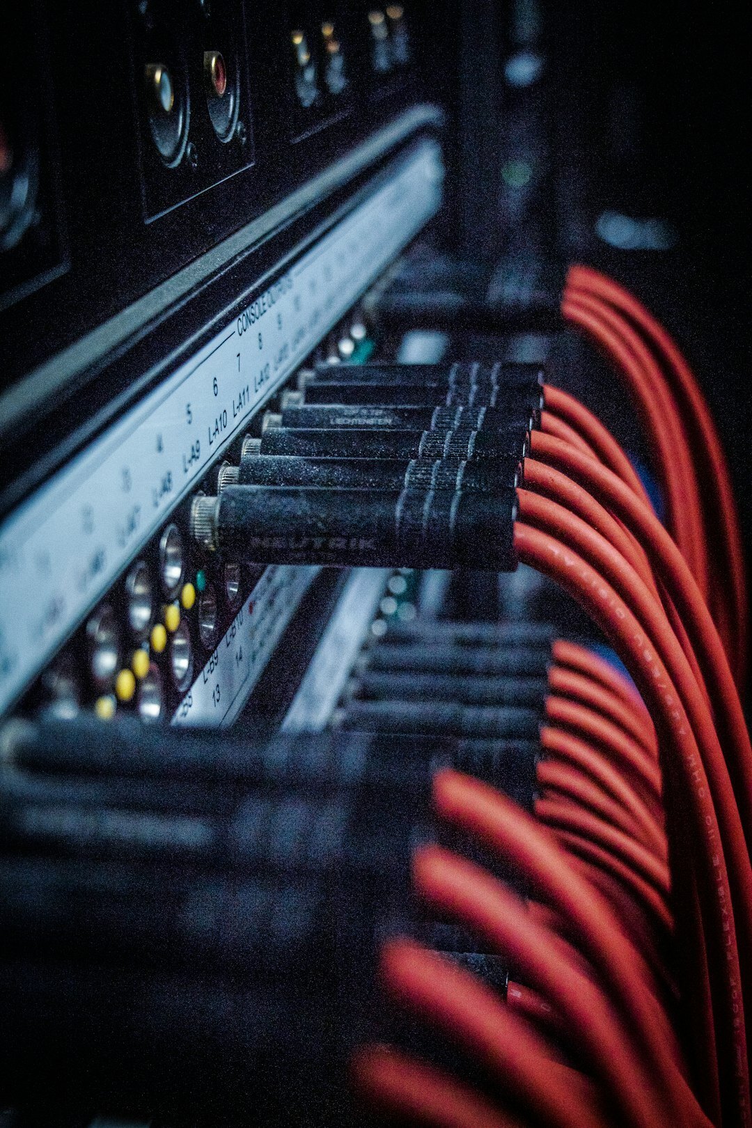 Server room with network cables for content distribution